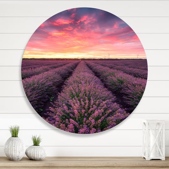 Designart - Sunrise & Dramatic Clouds Over Lavender Field XIV